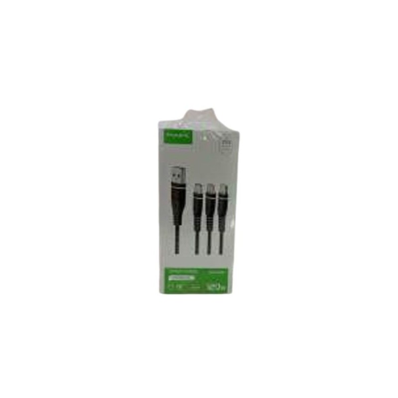 X55 3 en 1 - Cable USB 3 en 1 66W Noir X55 3 en 1 - Cable USB 3 en 1 66W Noir