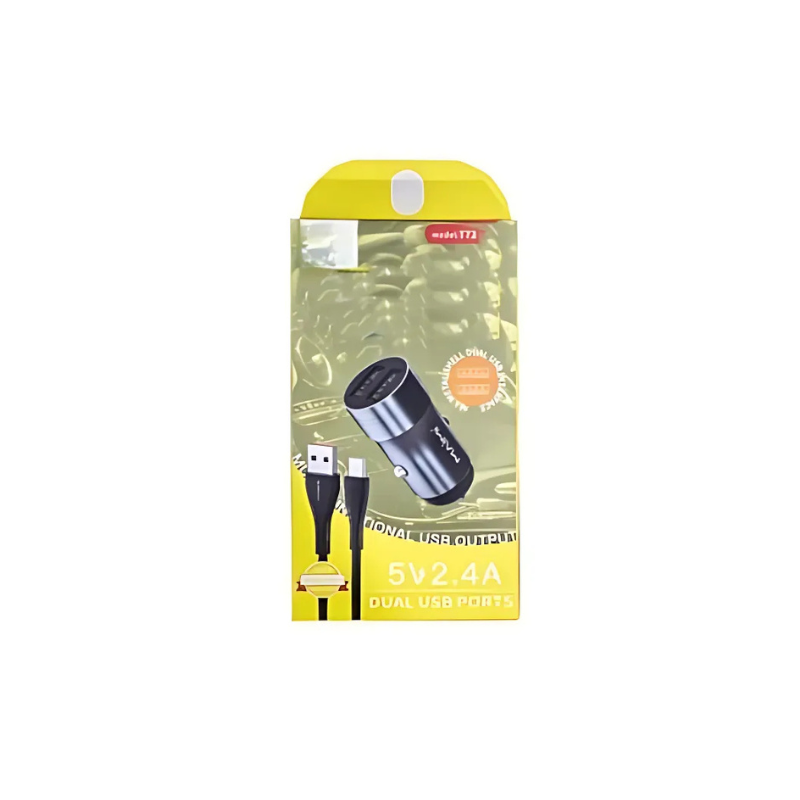 T72 C - Kit chargeur allume cigare double port USB Noir avec Cable Type C T72 C - Kit chargeur allume cigare double port USB Noir avec Cable Type C