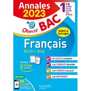 Annales Objectif BAC 2023 Français 1ère STMG