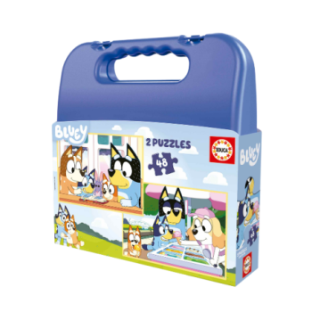 PUZZLE BLUEY EN VALISETTE  COLLECTION ÉDUCA BORRÀS  48 PIÈCES | JEU ÉDUCATIF POUR ENFANTS