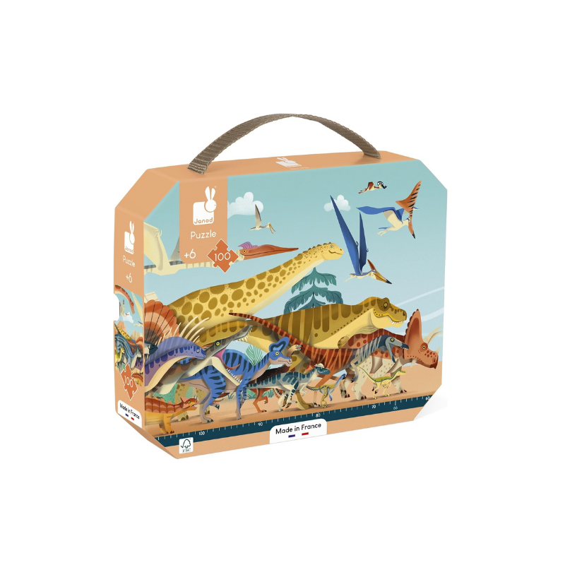 PUZZLE EN BOIS ENCHANTÉ  COLLECTION DINOSAURES  100 PIÈCES PAR JANOD | JEU ÉDUCATIF POUR ENFANTS