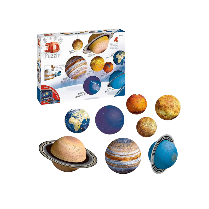 PUZZLE 3D SYSTÈME SOLAIRE - 8 PLANÈTES - 522 PIÈCES PAR RAVENSBURGER | JEU ÉDUCATIF POUR ENFANTS