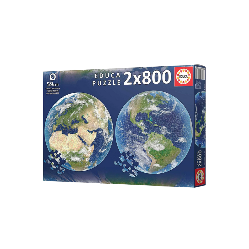 PUZZLE ROND PLANÈTE TERRE - 2 × 800 PIÈCES - PAR EDUCA BORRAS | JEU ÉDUCATIF POUR ENFANTS