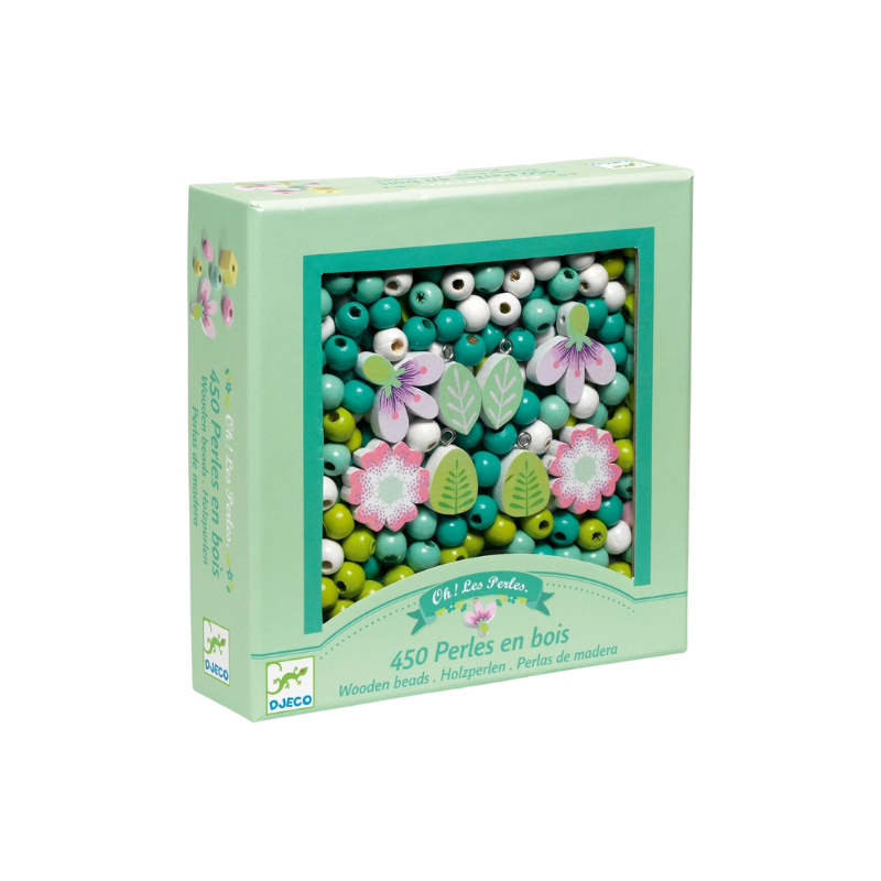 450 PERLES EN BOIS FEUILLES ET FLEURS | KIT CRÉATIF POUR ENFANTS