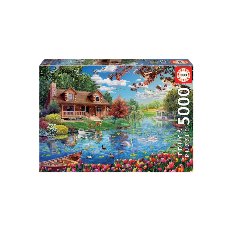 EDUCA  PUZZLE MAISON AU BORD DU LAC | PAYSAGE APAISANT ET DÉTENTE GARANTIE  5000 PIÈCES