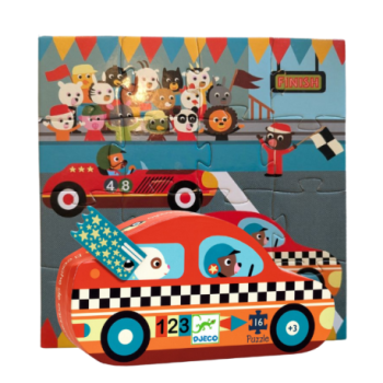 DJECO  PUZZLE THE RACING CAR | PREMIER PUZZLE ÉVOLUTIF 123  16 PIÈCES