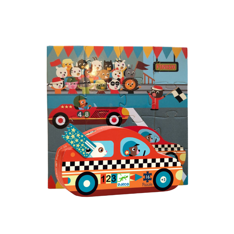 DJECO  PUZZLE THE RACING CAR | PREMIER PUZZLE ÉVOLUTIF 123  16 PIÈCES