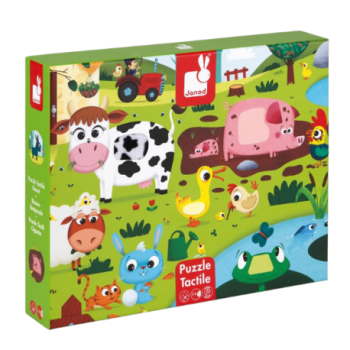 JANOD  PUZZLE TACTILE GÉANT LA FERME | JEU ÉDUCATIF ET SENSORIEL POUR ENFANTS