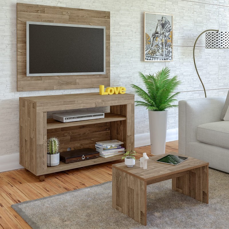 Pack 3 en 1 accroche TV + Panel + Table basse - CRISTAL SET (TV STAND