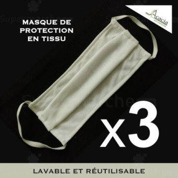 Masque de Protection Covid en Tissus Blanc de Madagascar | 3 pièces