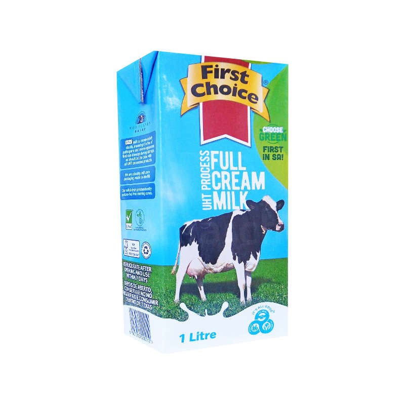 Lait entier UHT First Choice 1L | en brique  | importé d'Afrique du Sud