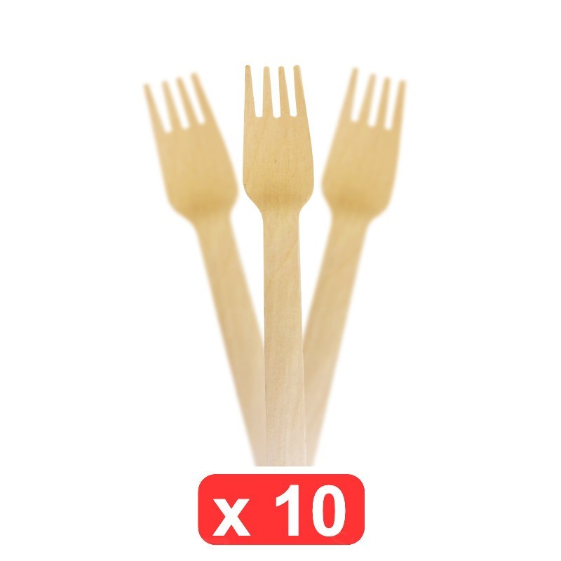 Pack de 10 fourchette en bois | Couvert pour pique nique
