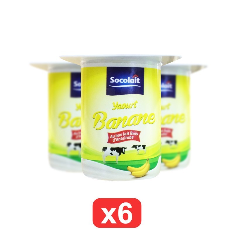 Pack de 6 Yaourt aromatisé banane Socolait 100g
