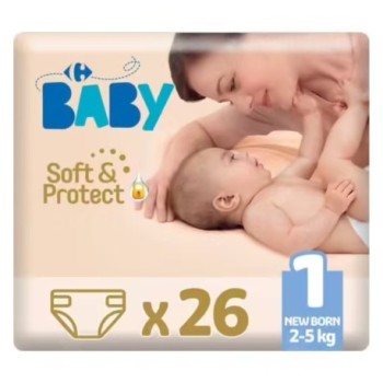 Couches bébé Carrefour Paquet de 26 pièces : 2 à 5kg