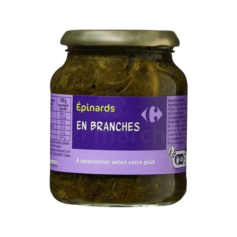 Epinards en branches Carrefour 37cl