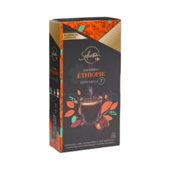 Café capsule expresso Éthiopie Carrefour  52g | Boîte de 10 unité | Compatible Nespresso