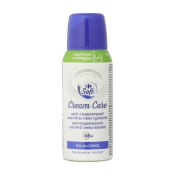 Déodorant parfum cream care 0% Alcool Soft Carrefour 100ml | Anti Transpirant | technologie à air comprimé