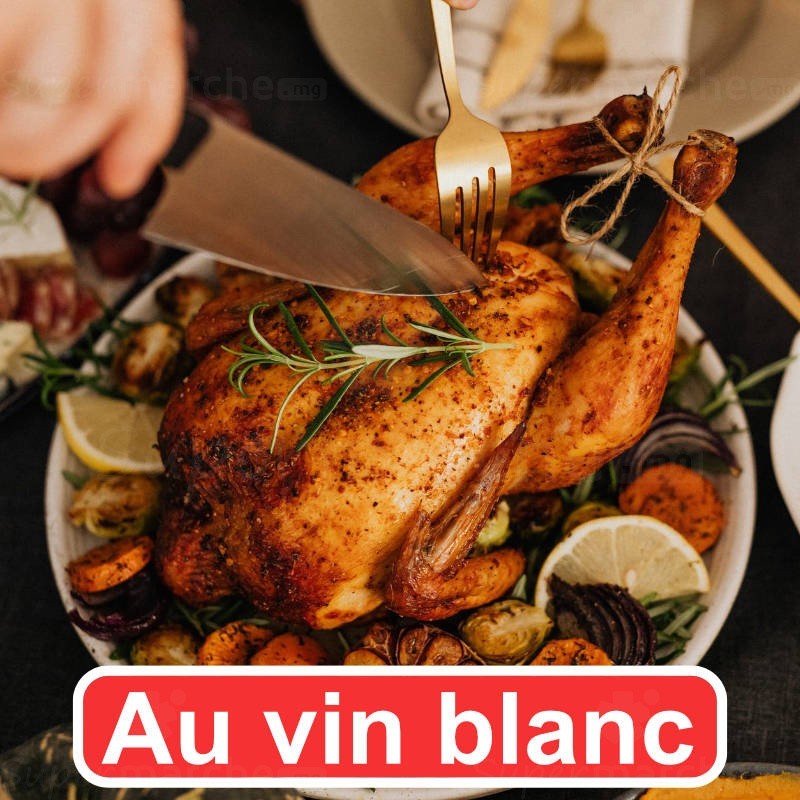 Ingrédients pour poulet rôti au vin blanc et au thym