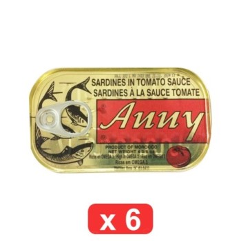 Pack de 6 Sardines à la sauce tomate Anny 125g