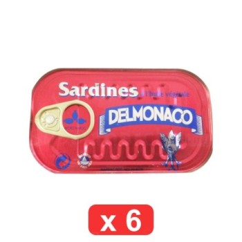 Pack de 6 Sardines à lhuile végétale Delmonaco 125g
