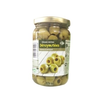 Olives vertes Dénoyautées Carrefour 160g | Prêtes à l'emploi