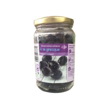 Olives noires entières Grecque Carrefour 37cl | Prêtes à l'emploi
