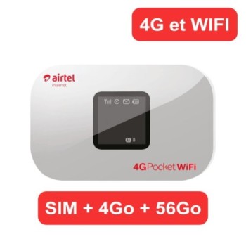 Mi-Fi by Airtel Madagascar | Routeur 4G WIFI portable - Mi-Fi + SIM + 56Go