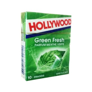 Chewing Gum Dragées sans sucre Green Fresh Hollywood | 10 pièces parfum Menthe Verte