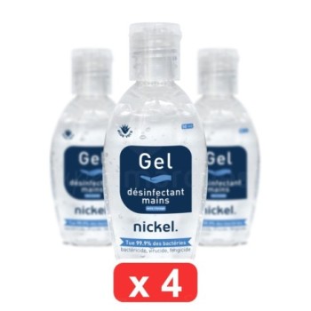 Pack de 4 Gel Désinfectant Hydro-alcoolique à l'aloe Vera Nickel 50ml
