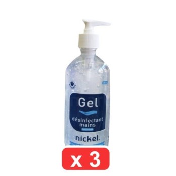 Pack de 3 Gel Désinfectant Hydro-alcoolique à laloe Vera Nickel 500ml
