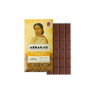 Chocolat au lait Vanille et Coco de Madagascar Menakao 75g | Noir 45% | Chocolat fondant et léger