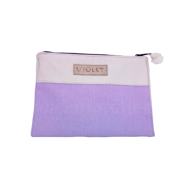 Trousse Violet Couleur beige-Violet | Trousse de maquillage en tissu pour femme