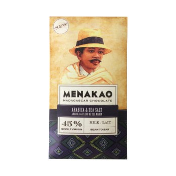 Chocolat Noir Arabica Fleur de Sel Menakao 75g | Noir à 45% | Chocolat audacieux et intense