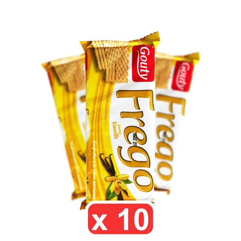 Pack de 10 Gaufrettes Frego Vanille Gouty 46g | 8 gaufrettes à la crème onctueuse