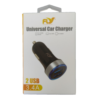 Chargeur de voiture 3.4A. Double entrée USB FLY