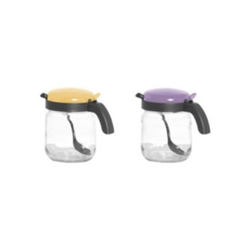 Pots à épices 425 cc avec cuillère - sable - lilas verre + plastique