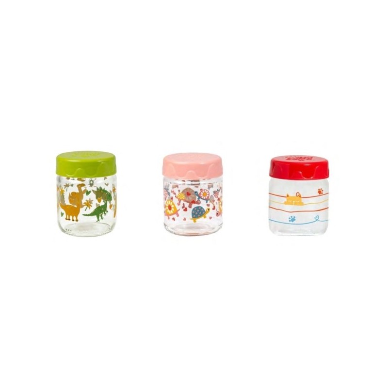 Pot pour bébé 200 cc - fruits - lapin - tortue - mix - sct en verre + plastique