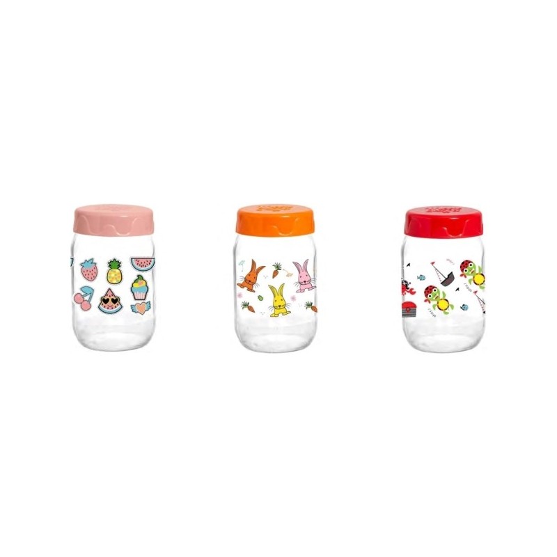 Pot pour bébé 370 cc - fruits - lapin - tortue - mix - sct en verre + plastique