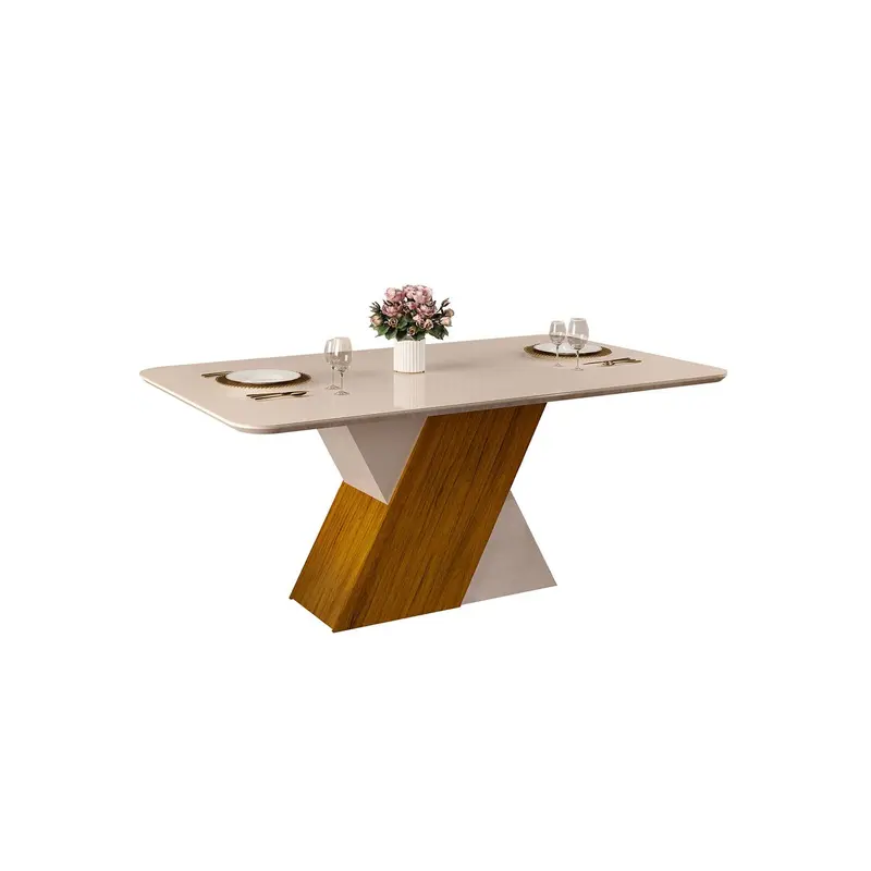 DINING CURVED BEVELED TOP WITH GLASS 1700X900mm