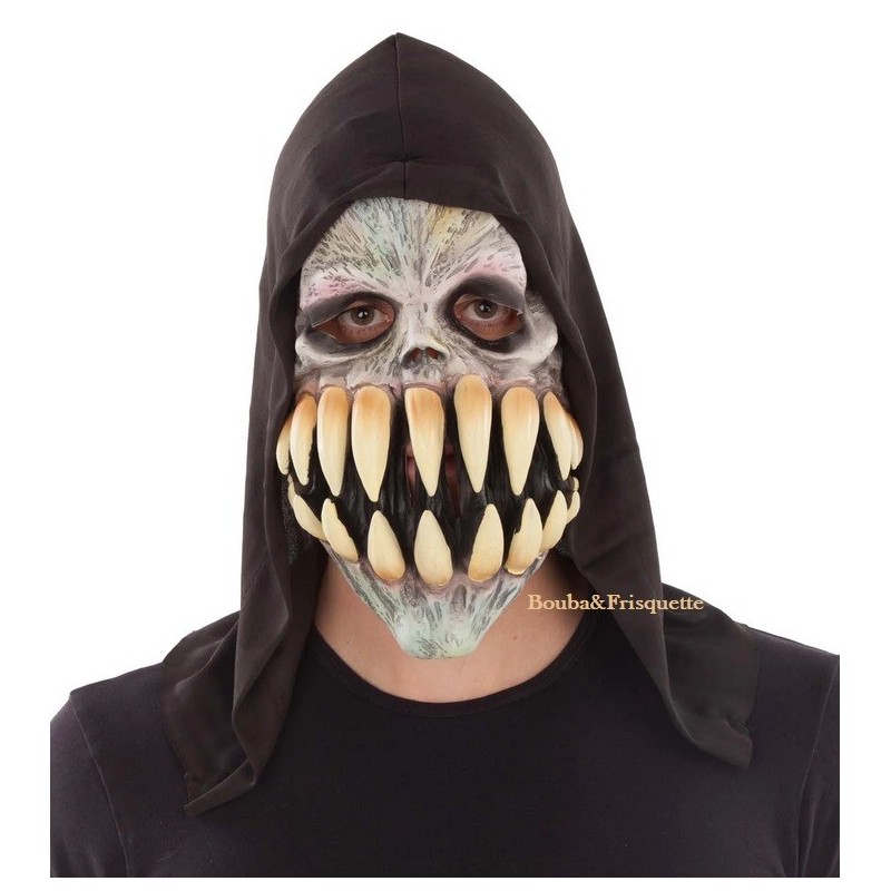 SKULL LATEX MASK WITH HOOD ONE SIZE