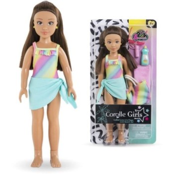 Coffret Luna a la plage COROLLE GIRLS - poupée mannequin - 5 accessoires - 28 cm