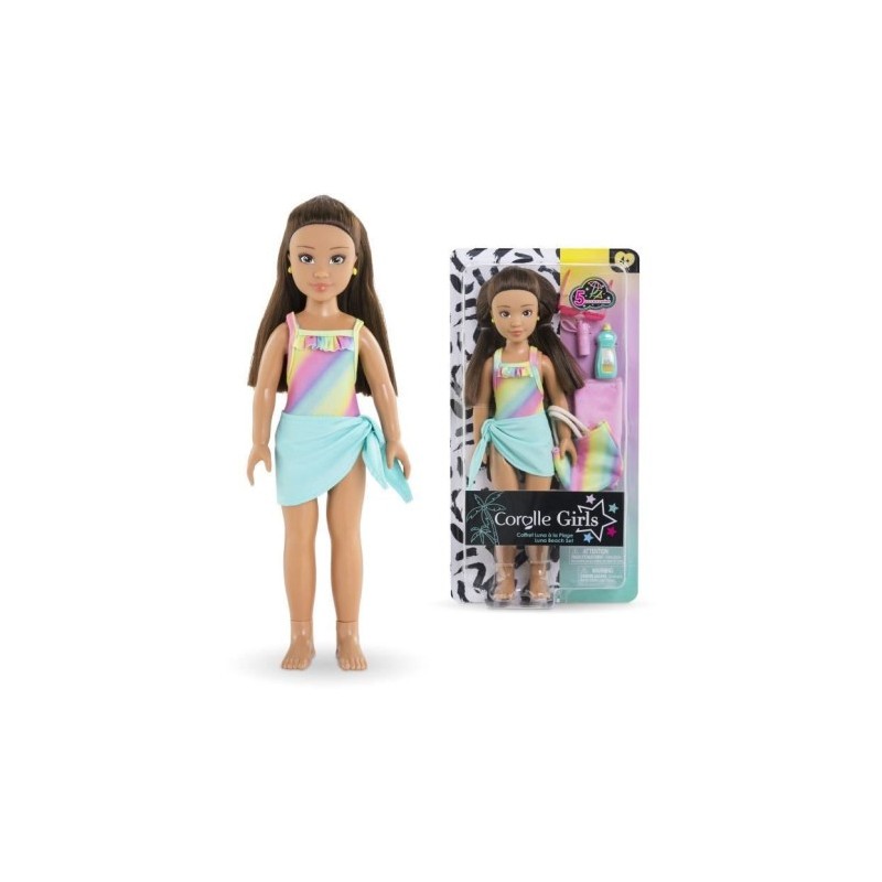 Coffret Luna a la plage COROLLE GIRLS - poupée mannequin - 5 accessoires - 28 cm