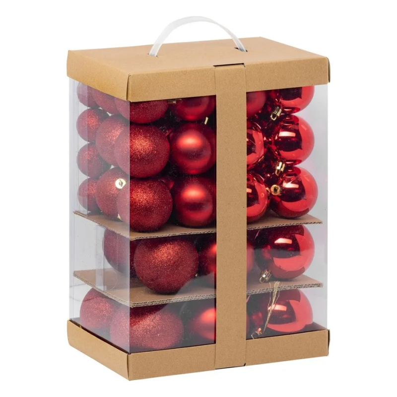 BOULE DE NOEL KIT 60 PCS BOULES ROUGE