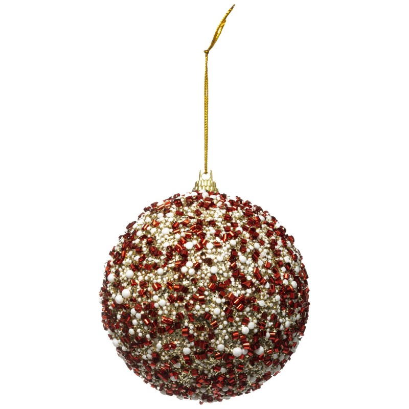 BOULE DE NOEL PLF BL RG OR PERLES D8CM